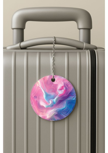 Pleksi Zincirli Bavul Etiketi Seyahat Tatil Için Tasarım Valiz Etiketi Lila