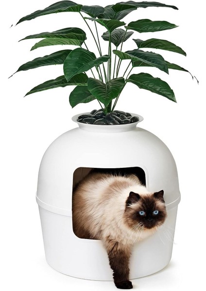 Dekoratif Kedi Tuvaleti & Evi Yeni Tasarım Beyaz