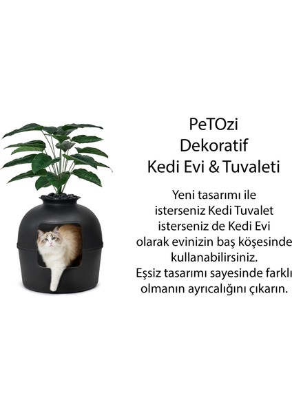 Dekoratif Kedi Tuvaleti & Evi Yeni Tasarım Beyaz
