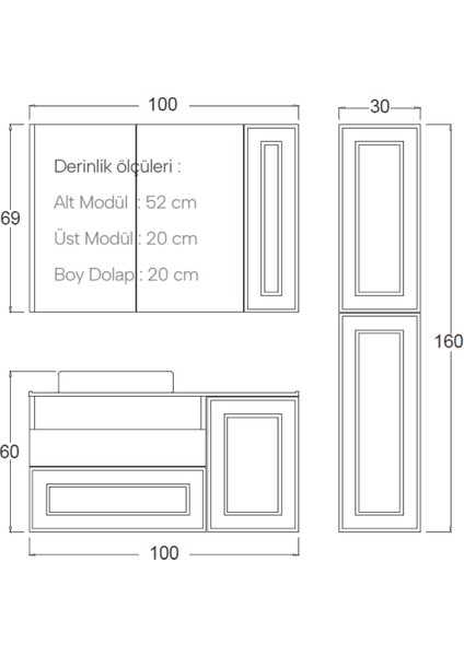 Trıo Boy Dolabı modelleri