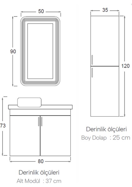 Özgün Banyo Dolabı 80 cm (Boy Dolabı Dahil Değildir.) fırsatları
