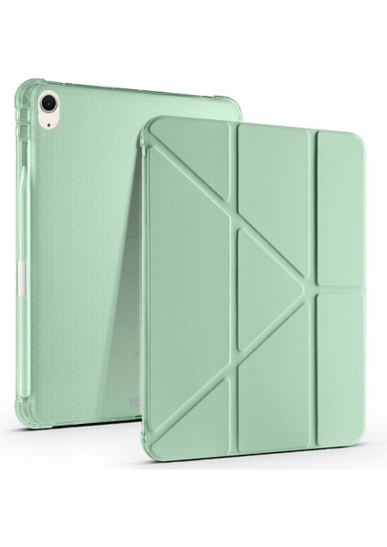 Apple iPad Air 10.9'' 2022/2020 Uyumlu Üçgen Katlanabilir Kalem Şarj Bölmeli Standlı Kılıf