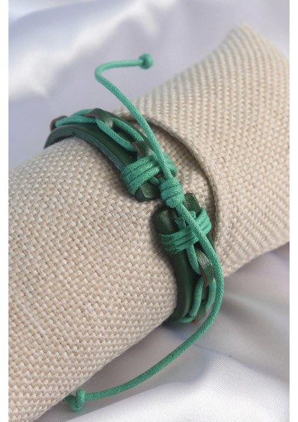 Bfs Yeşil Renk Deri Ipli Erkek Bileklik fiyatları