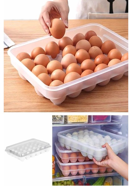 30 Yumurta Kapasiteli Yumurta Saklama Kabı -Kapaklı Pratik Yumurta Saklama Kutusu-Yumurta Organizeri