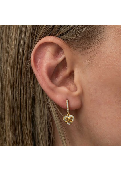 Gümüş Gold Kalp Kurdele Sallantılı Kadın Küpe fiyatları