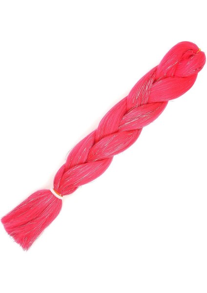 Simli Koyu Pembe Örgülük Saç 100 Gr.