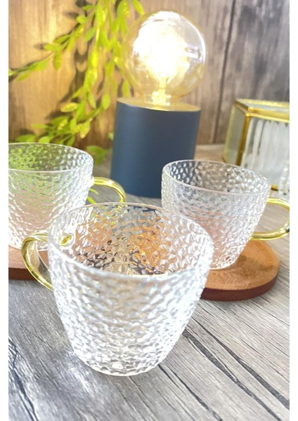 Aurina 6’lı Kulplu Cam Çay Kahve Espresso Bardak Fincan Seti 110 ml fiyatları