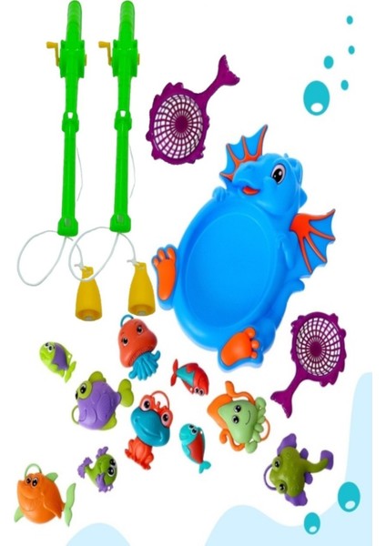 Balık Yakalama Oyunu 13 Parça Mıknatıslı Balık Olta Oyuncak Seti - Havuz Banyo Oyuncağı indirimleri