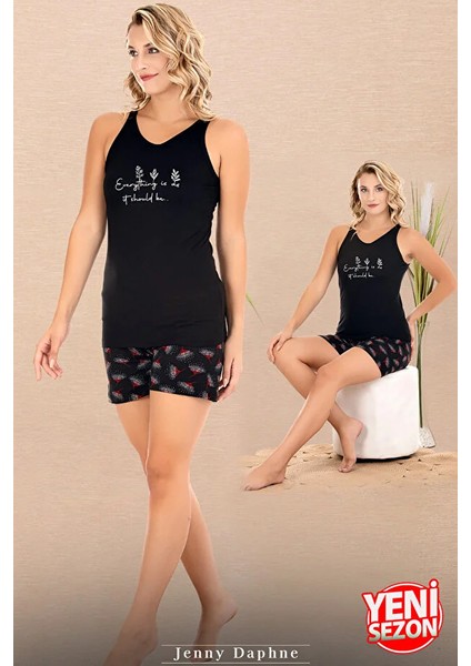 Lady Çiçek Desenli Şortlu Pijama Takımı