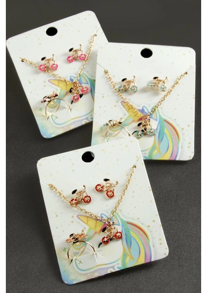 Bisiklet Mineli Set Kolye