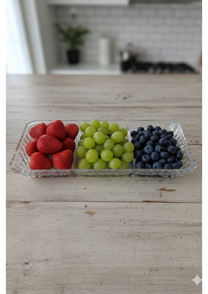 Ravena Cam 3 Bölmeli Sunum ve Servis Tabağı 29,5×13,5 cm modelleri