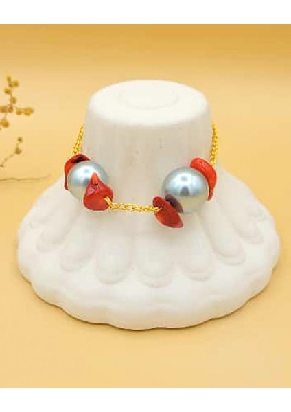 Coral Pearl Elegance Bileklik