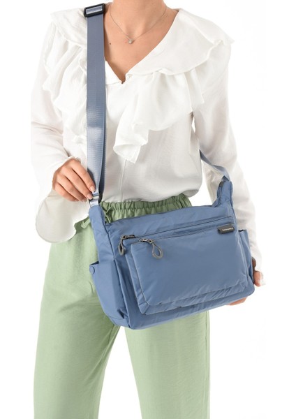 Sanmorris Kadın 3 Gözlü Paraşüt Kumaş Ayarlanabilir Çapraz Askılı Çanta