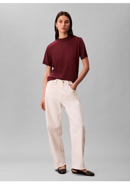 Yuvarlak Yaka Düz Kırmızı Kadın T-Shirt LV044B206GGEX