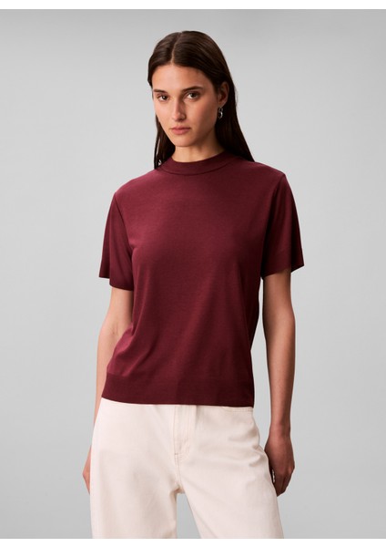 Yuvarlak Yaka Düz Kırmızı Kadın T-Shirt LV044B206GGEX fiyatları