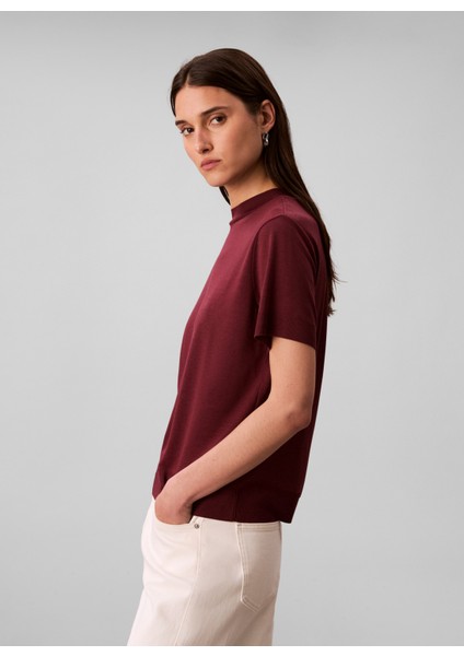 Yuvarlak Yaka Düz Kırmızı Kadın T-Shirt LV044B206GGEX fırsatları