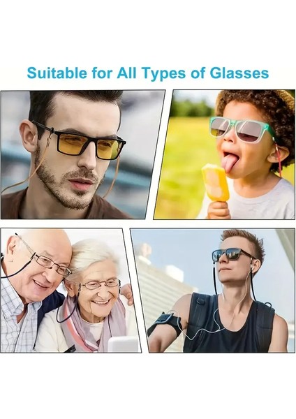 4’lü Pu Deri Gözlük Askısı Seti – Ayarlanabilir Kaymaz Gözlük Tutucu 70 cm (Kahverengi, Mavi, Kırmızı, Siyah) modelleri