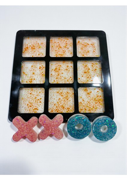 18X18 cm Renkli Epoksi Xox Dekoratif Oyun Seti, 10 Parça x ve O Taşı Dahil, Şık Masa Üstü Dekor fiyatları