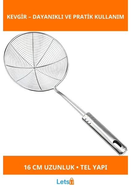 Paslanmaz Çelik Kompakt Kevgir 16 cm Ergonomik Mutfak Aracı