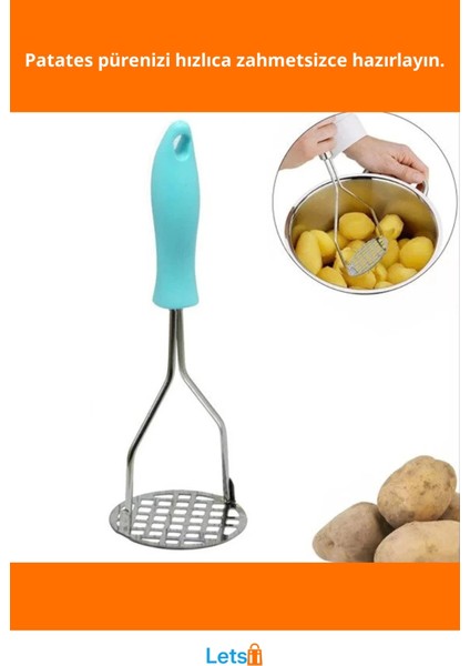 Paslanmaz Çelik Ergonomik Saplı Patates Ezici fiyatları