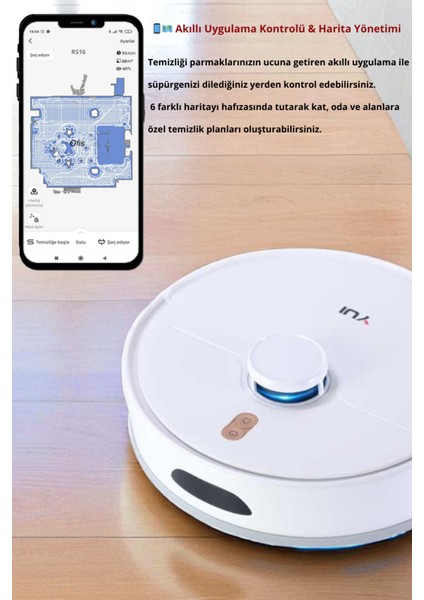 RS16 Akıllı Robot Vacuum & Mop Süpürge Beyaz (Yuı Türkiye Garantili) modelleri