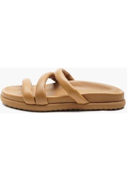 141745 Çapraz Bantlı Günlük Terlik Hakiki Deri Taba
