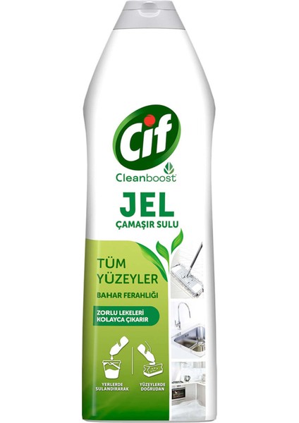 Jel Yüzey Temizleyici Cleanboost Tüm Yüzeyler Için Leke Çıkarıcı Çamaşır Sulu Bahar Ferahlığı 750 ml