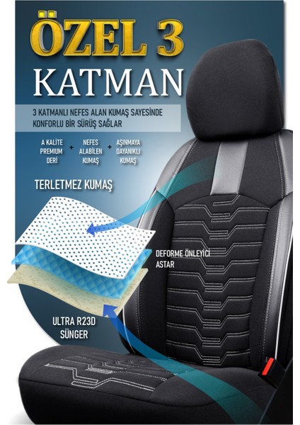 Honda Cr-V Deri Detaylı Oto Koltuk Kılıfı Ön Arka Takım Platinium Seri Siyah Beyaz Scr 97-18 fırsatları