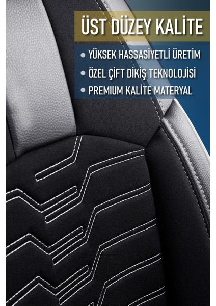 Honda Cr-V Deri Detaylı Oto Koltuk Kılıfı Ön Arka Takım Platinium Seri Siyah Beyaz Scr 97-18