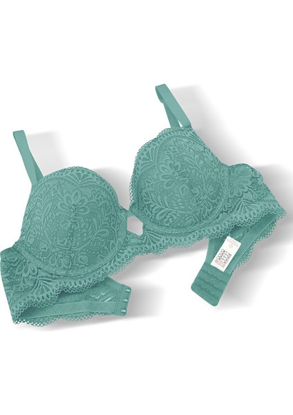 Dantelli Dekolte Sütyen Külot Takım Push Up, 2451 Petrol Yeşili modelleri