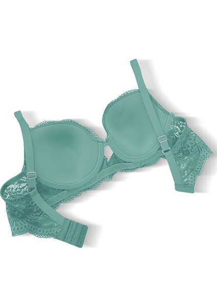 Dantelli Dekolte Sütyen Külot Takım Push Up, 2451 Petrol Yeşili fırsatları