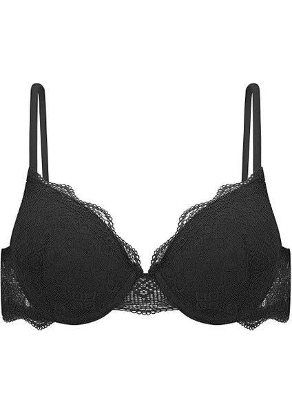 Anna 2735 Dantelli Dekolte Dolgulu Push-Up Sütyen ve Külot Takımı- Siyah modelleri