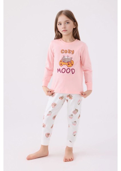 %100 Pamuklu Anne & Kız Çocuk Baskılı Turuncu Ikili Pijama Takımı L1.RP.346.7.002 modelleri