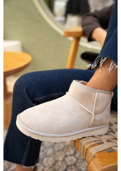 Toxy Bej Süet Kürklü Bot modelleri