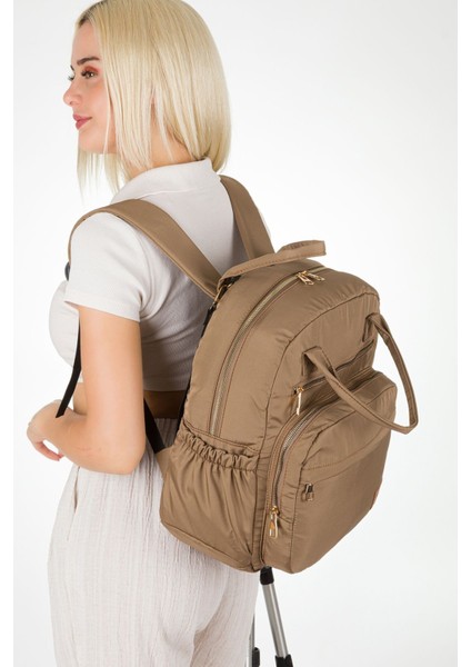 Arya Bondit Hafif Kumaş Anne Bebek Bakım Çantası Termoslu Biberon Cepleri Puset Askılı