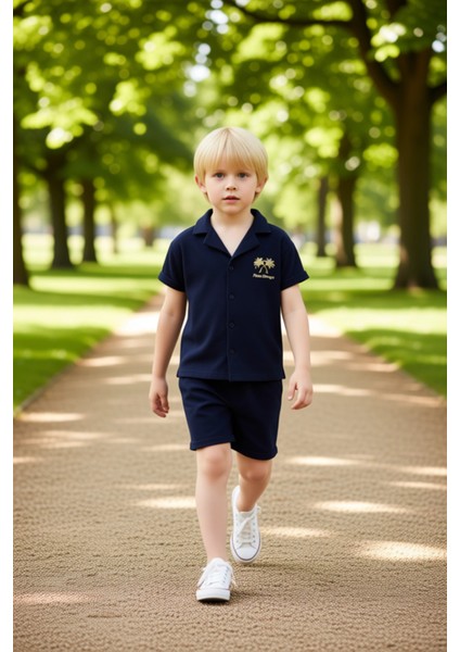 Erkek Çocuk Kısa Kollu Gömlek ve Şort Takımı Konforlu ve Şık Günlük Giyim Kaliteli Şık Rahat