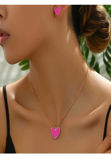 Minimalist Kalp Kolye Küpe Seti Mavi fiyatları