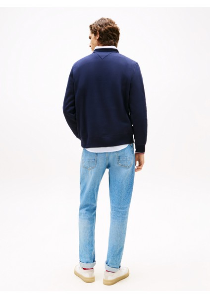 Bisiklet Yaka Mavi Erkek Sweatshırt MW0MW37471DW5_SMALL Tommy Logo Crew modelleri