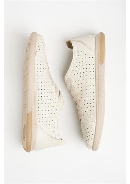 151057 Zımbalı Günlük Ayakkabı Hakiki Deri Bej Flotur modelleri