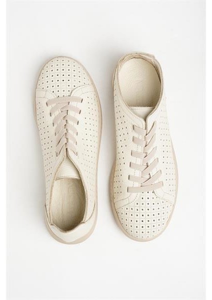 151057 Zımbalı Günlük Ayakkabı Hakiki Deri Bej Flotur fırsatları