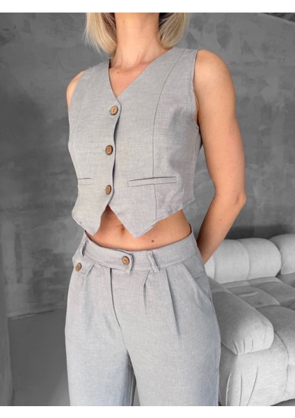 Essential Yelek Pantolon Takım Gri S255254 indirimleri