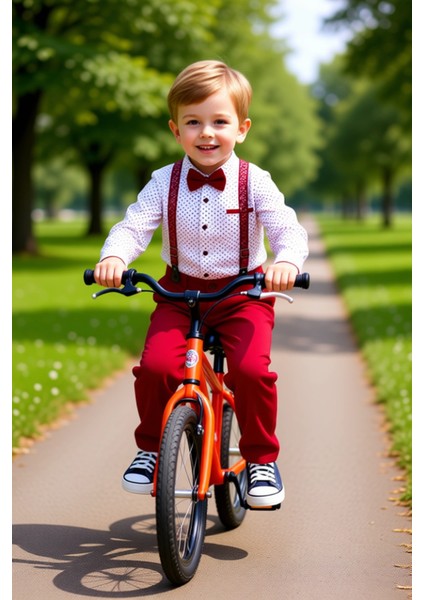 Erkek Çocuk Puantiyeli Gömlek Pantolon ve Askı Seti Günlük Şıklık ve Rahatlık Kaliteli Şık fırsatları