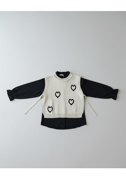 Kalp Desenli Yelekli Üçlü Takım Kız Çocuk fiyatları