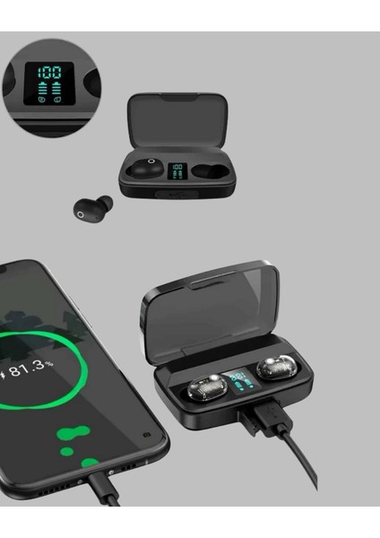 Dokunmatik Kontrollü Abs Malzemeli Bluetooth Kulaklık + Yüksek Kapasiteli Kutu indirimleri