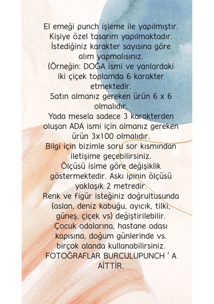 Punch Nakışı Flama Isimli Oda Kapı Süsü Bebek Odası Banner Doğum Günü Hastane Odası Süsü fiyatları