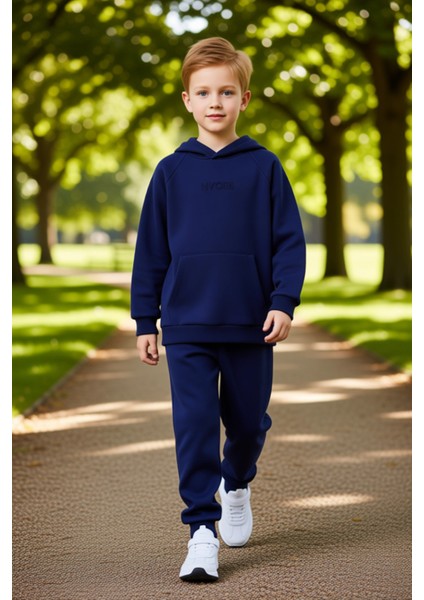Erkek Çocuk Kapüşonlu Oversize Pamuklu Örme Alt Üst Takım Kaliteli Şık Rahat Günlük