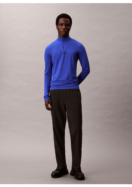 Dik Yaka Saks - Mavi Erkek Sweatshırt LVGMF4K210C66 Wo - 1/4 Zıp Ls