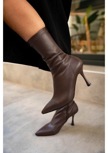 Prino Acı Kahve Deri Streç Bot modelleri