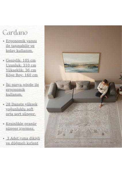 Cardano Lüks Köşe Koltuk Salon L Koltuk Takımı Tamamen Sünger Modern Köşe Oturma Grubu