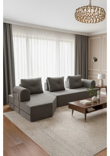 Cardano Lüks Köşe Koltuk Salon L Koltuk Takımı Tamamen Sünger Modern Köşe Oturma Grubu